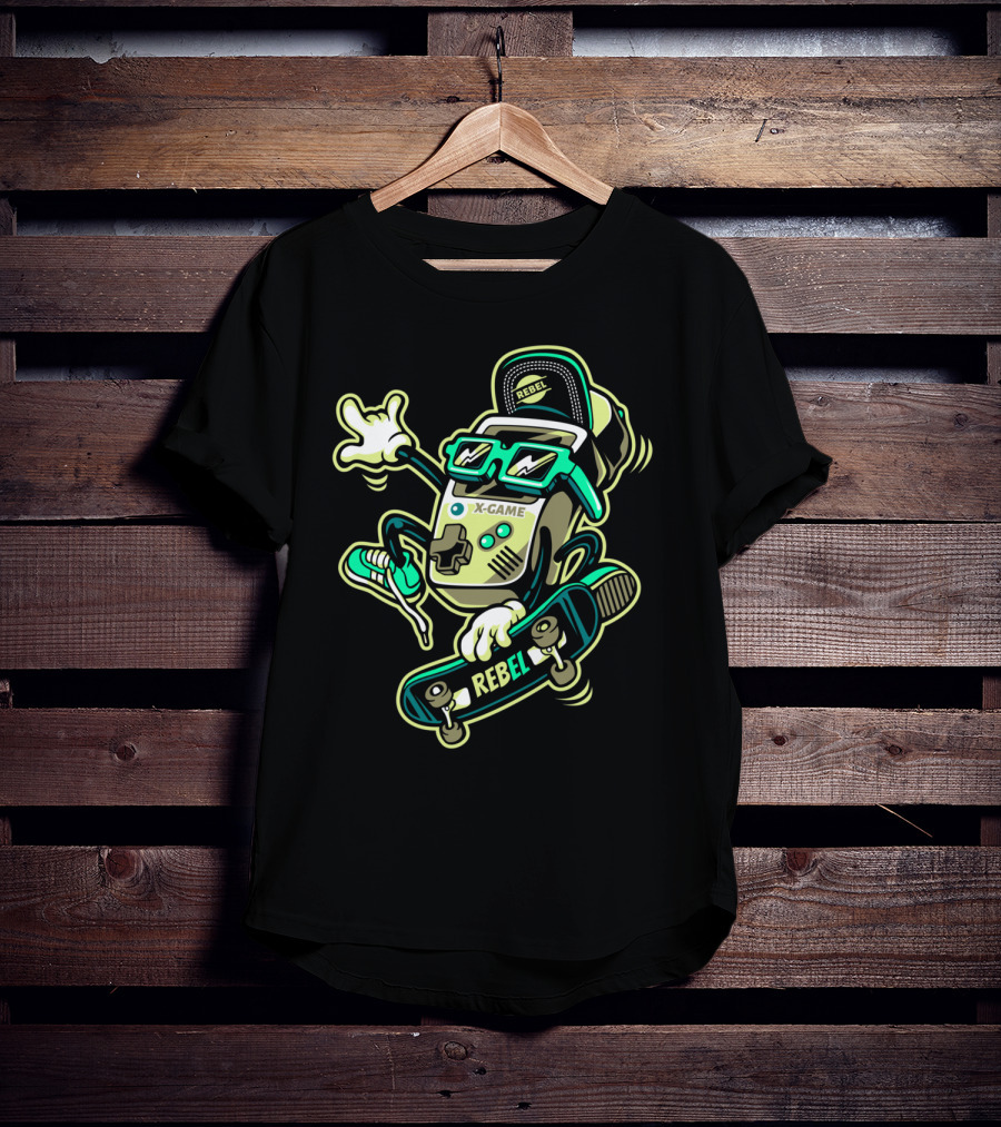 X-Game Rebel Skates Retro Gamer T-Shirt