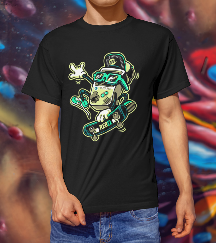 X-Game Rebel Skates Retro Gamer T-Shirt