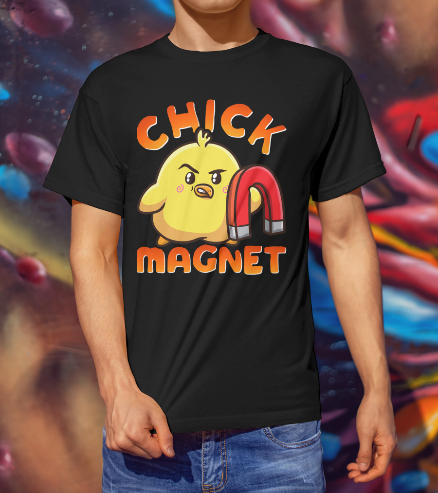 Chick Magnet Funny Halloween Costume Magnetic Little Chick With Magnet T-Shirt