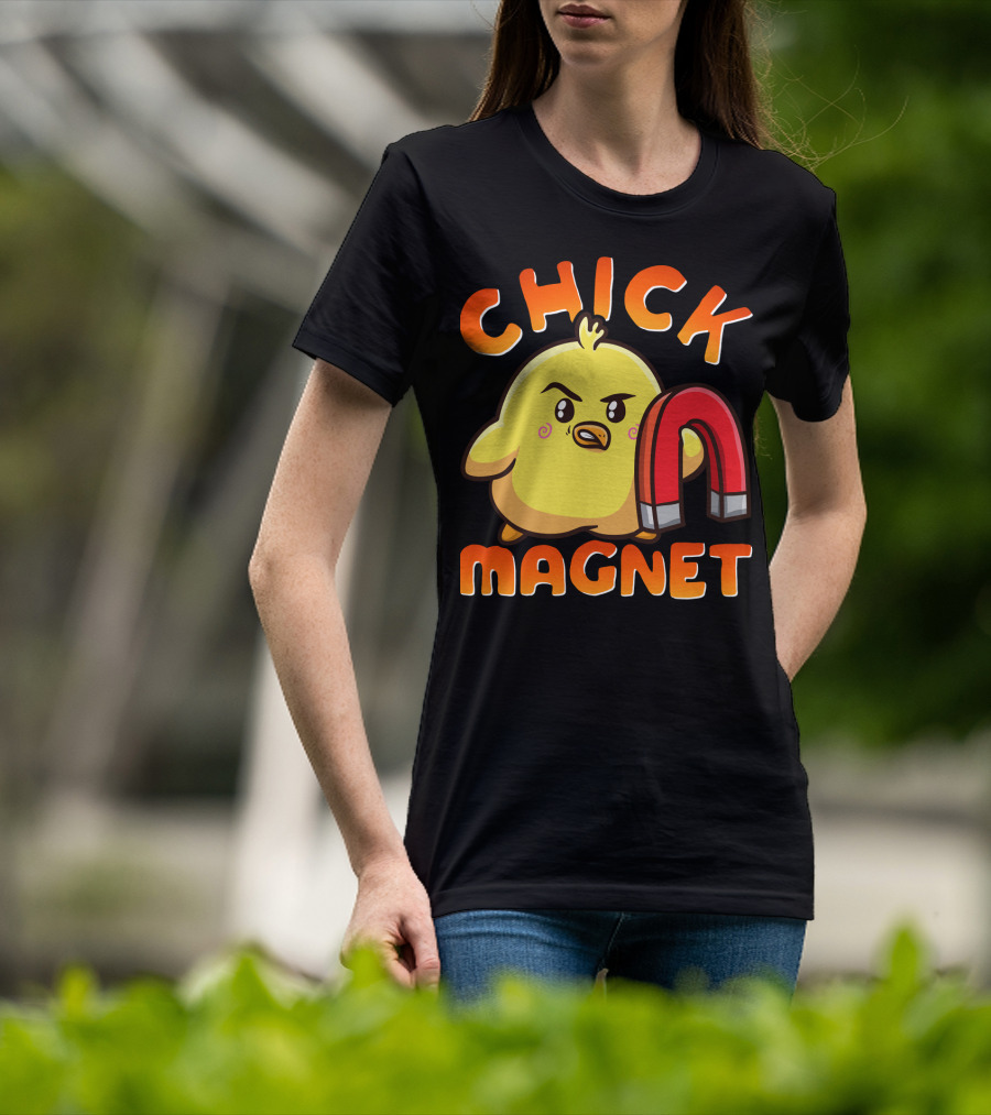 Chick Magnet Funny Halloween Costume Magnetic Little Chick With Magnet T-Shirt
