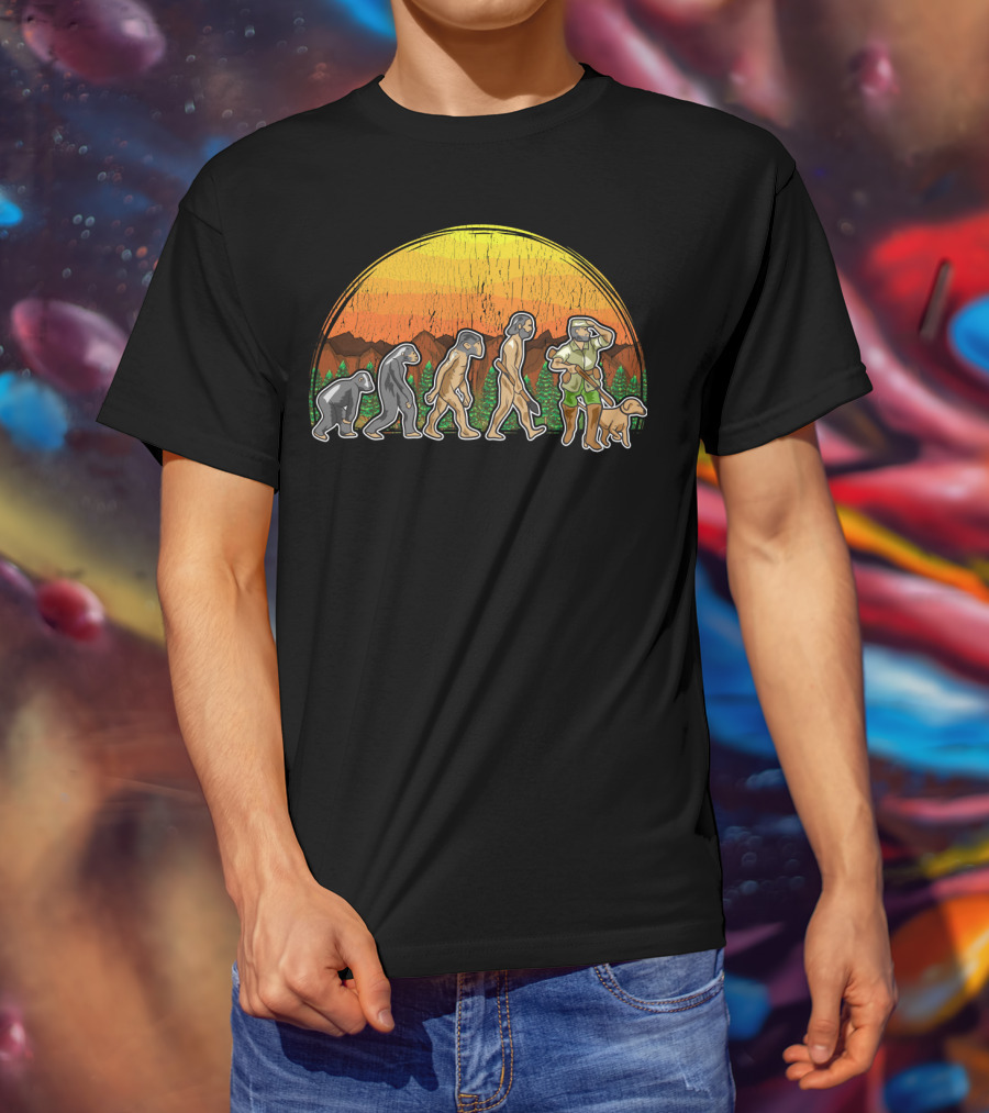 Duck Hunter Goose Grouse Hunting Evolution Sunset Silhouette With Dog T-Shirt