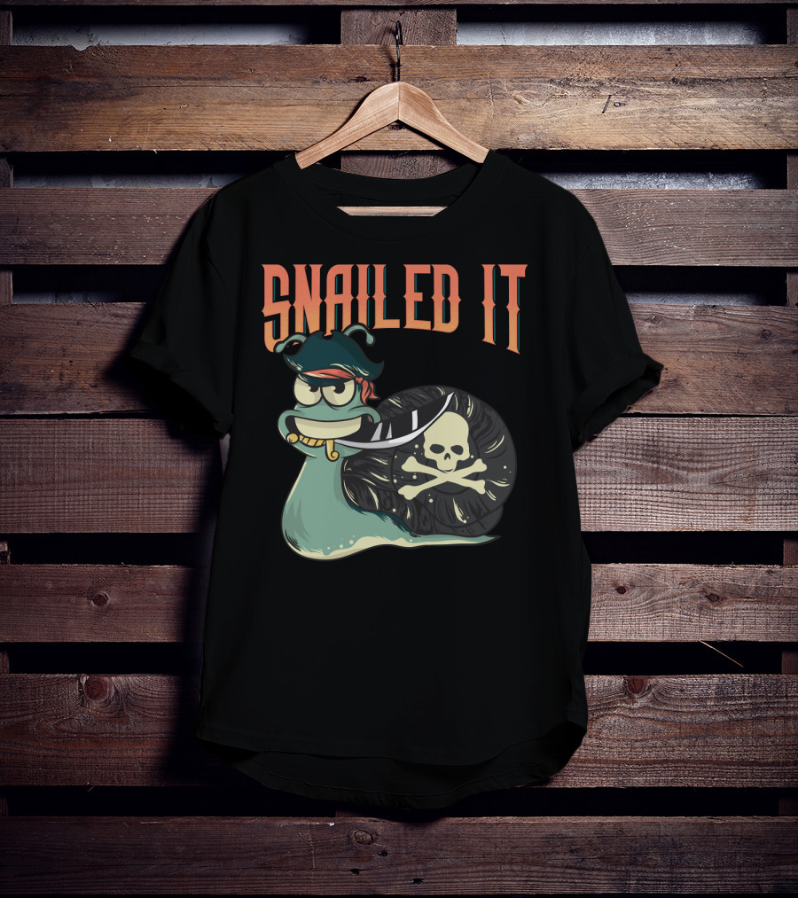 Snailed It Pirate Skull Snail Kawaii T-Shirt