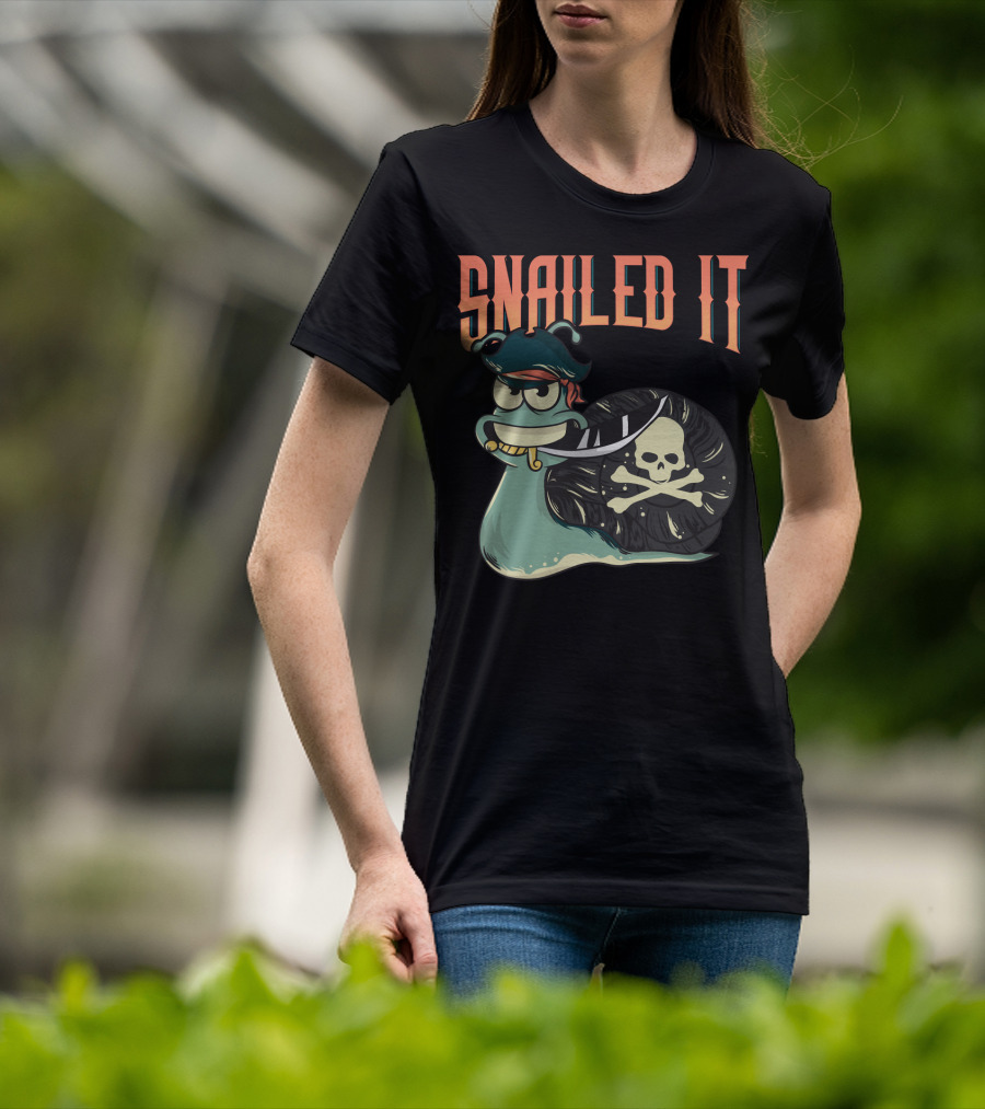 Snailed It Pirate Skull Snail Kawaii T-Shirt