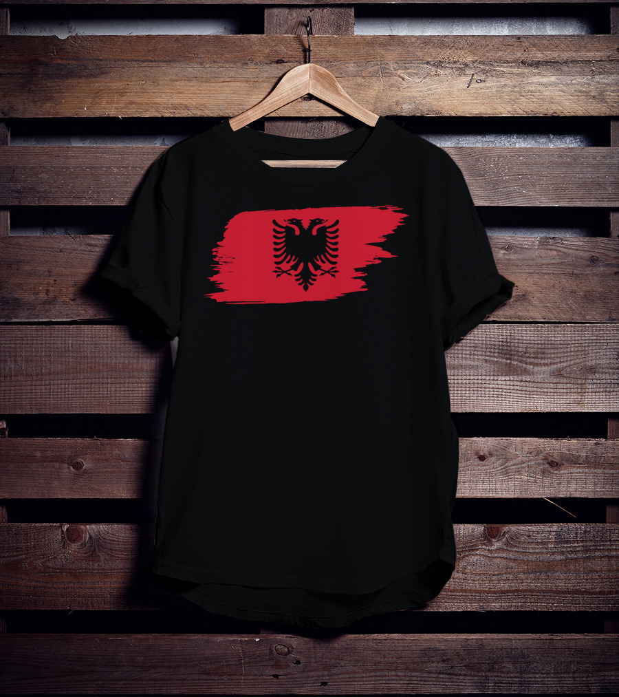 Albania Flag Red Brushstroke Double-Headed Eagle T-Shirt