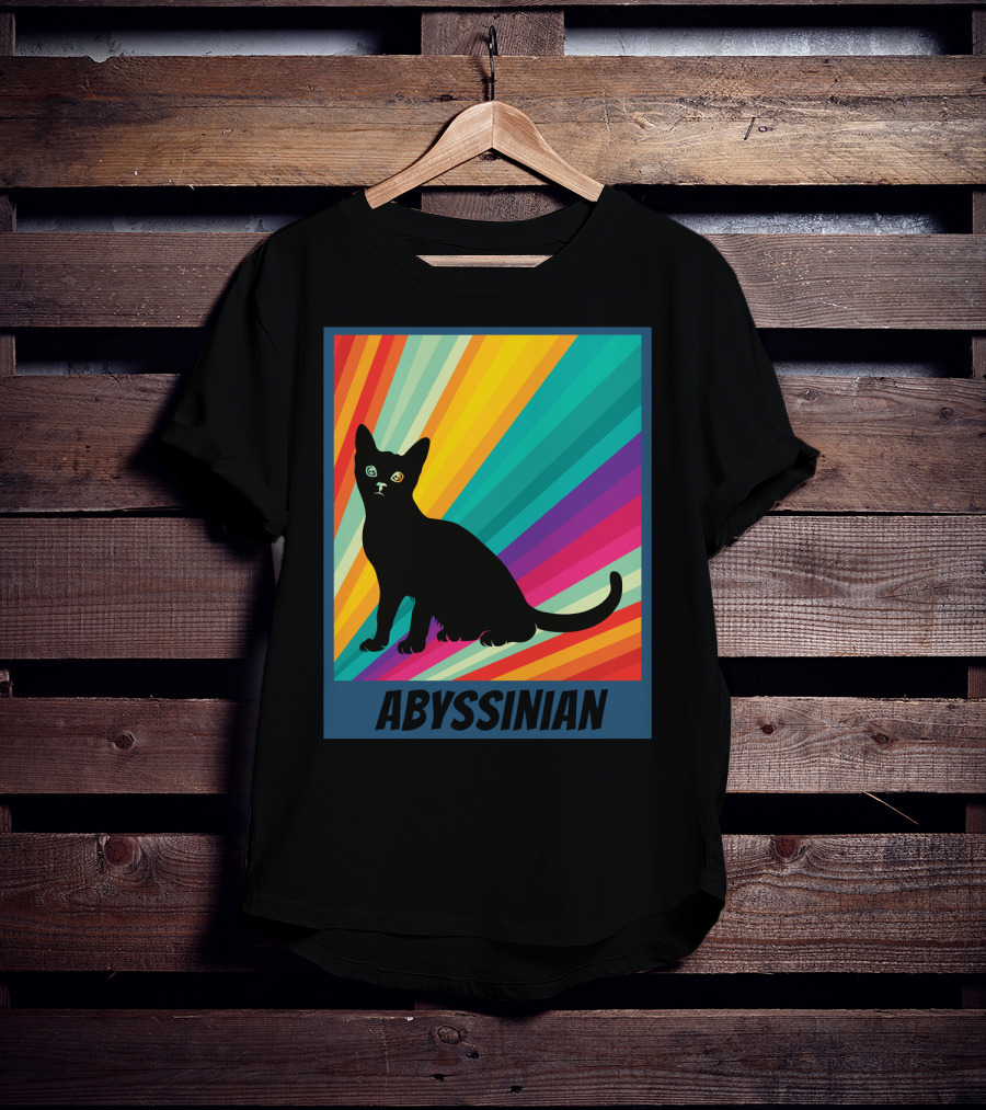 Abyssinian Cat Retro Rainbow T-Shirt