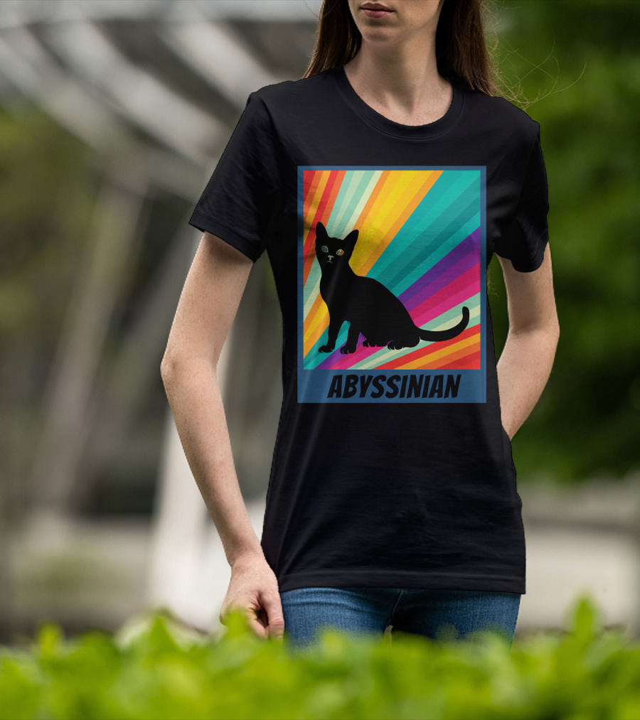 Abyssinian Cat Retro Rainbow T-Shirt