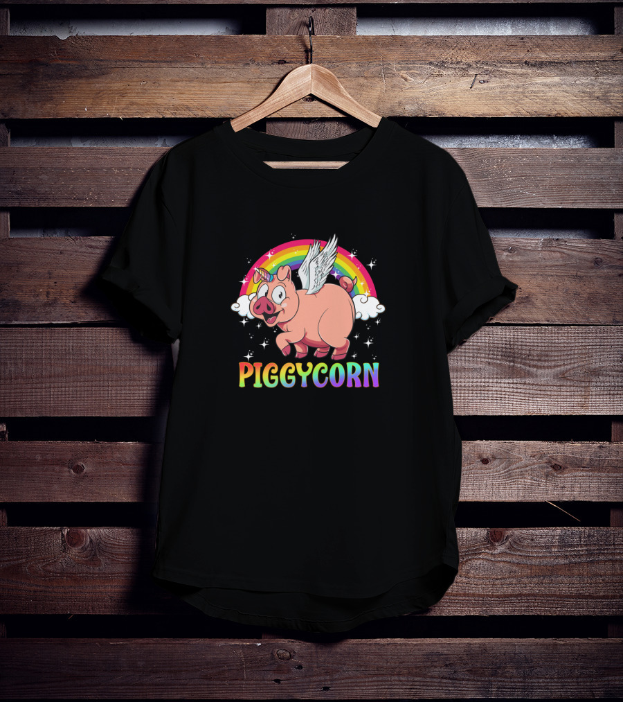 Piggycorn Flying Pig Unicorn Rainbow Farm Animal Magical Creature T-Shirt