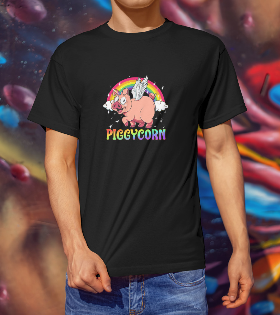 Piggycorn Flying Pig Unicorn Rainbow Farm Animal Magical Creature T-Shirt