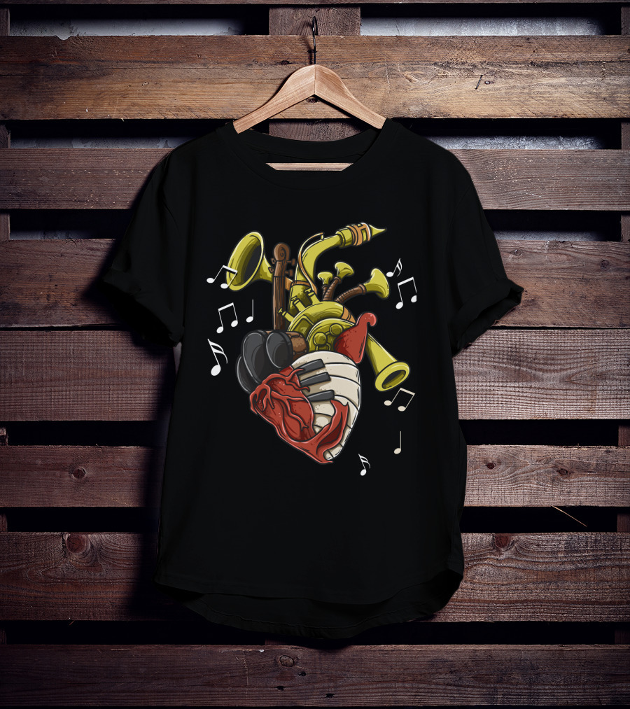 Musician Heart Love Music Passion Musical Instruments Notes T-Shirt