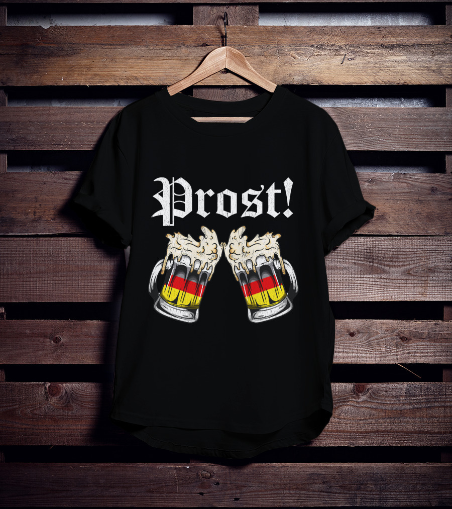 Prost Cheers Oktoberfest Beer German Flag Mugs T-Shirt
