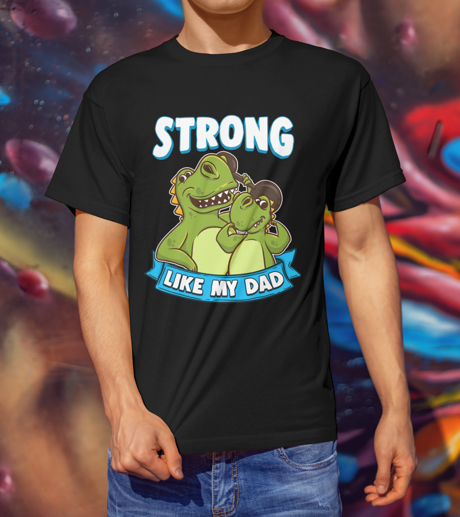 Strong Like My Dad Kawaii Daddy Dinosaur Duo T-Shirt