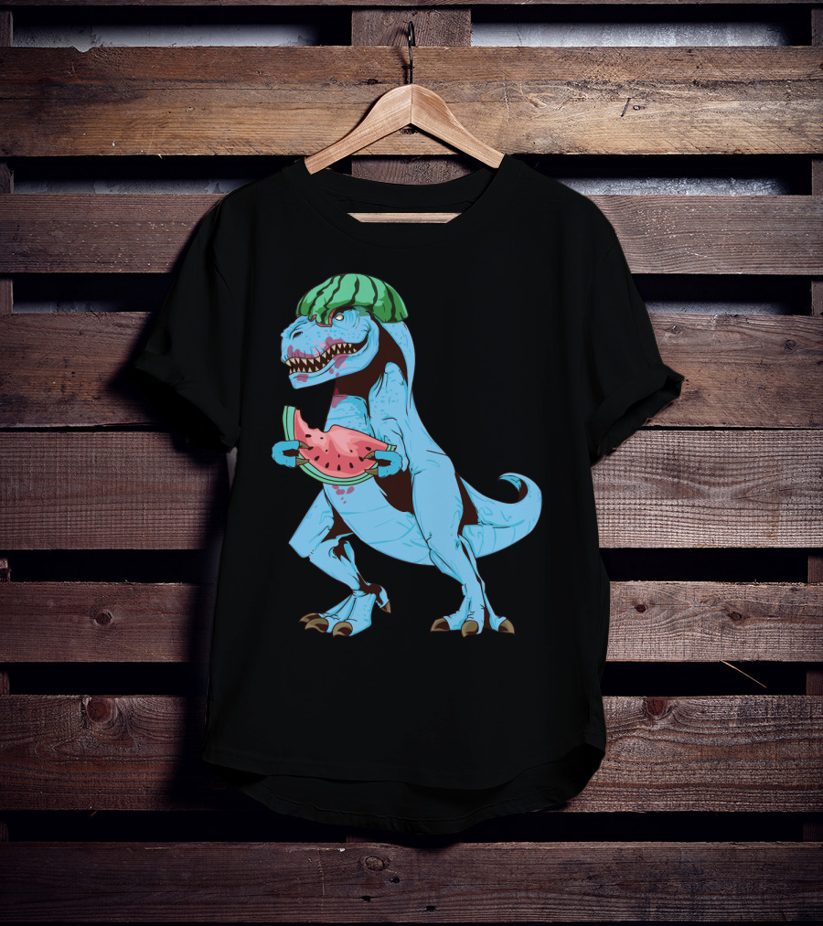 One In A Melon Watermelon Dinosaur Rex Summer Fruit T-Shirt