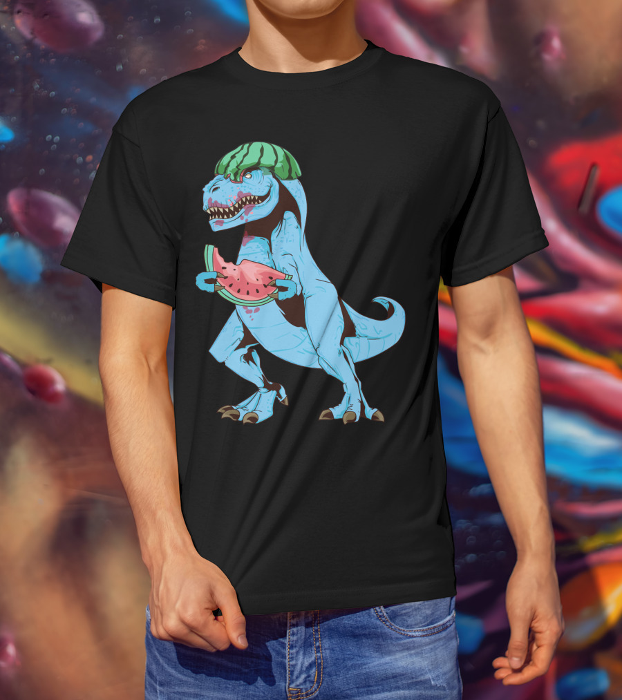 One In A Melon Watermelon Dinosaur Rex Summer Fruit T-Shirt
