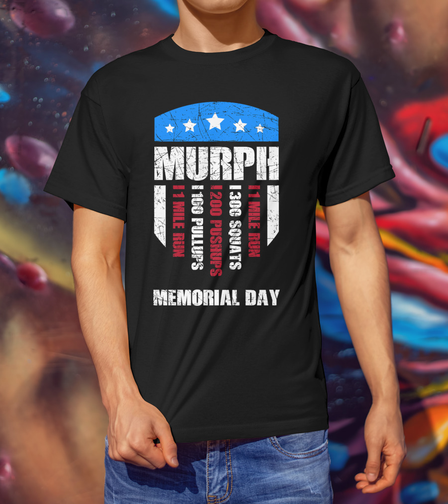 Memorial Day Murph Wod Workout 1 Mile Run 100 Pullups 200 Pushups 300 Squats Recovery T-Shirt