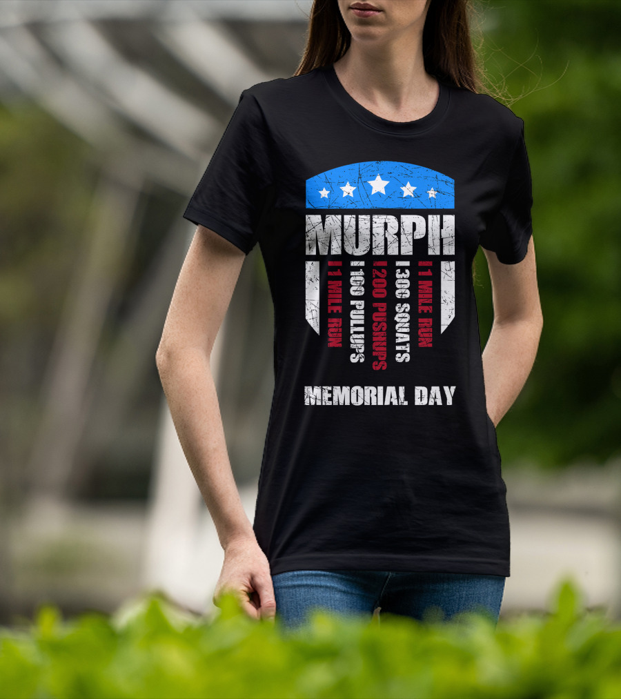 Memorial Day Murph Wod Workout 1 Mile Run 100 Pullups 200 Pushups 300 Squats Recovery T-Shirt