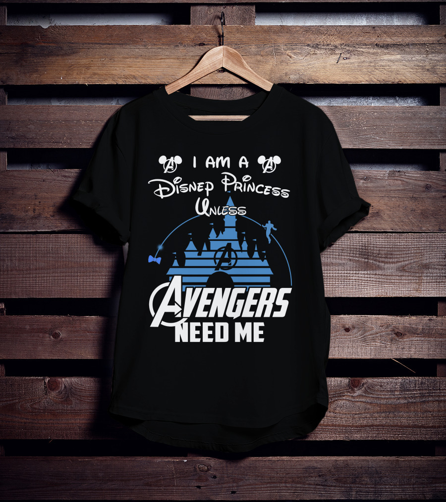 I Am A Disney Princess Unless Avengers Need Me Mickey Marvel Castle T-Shirt