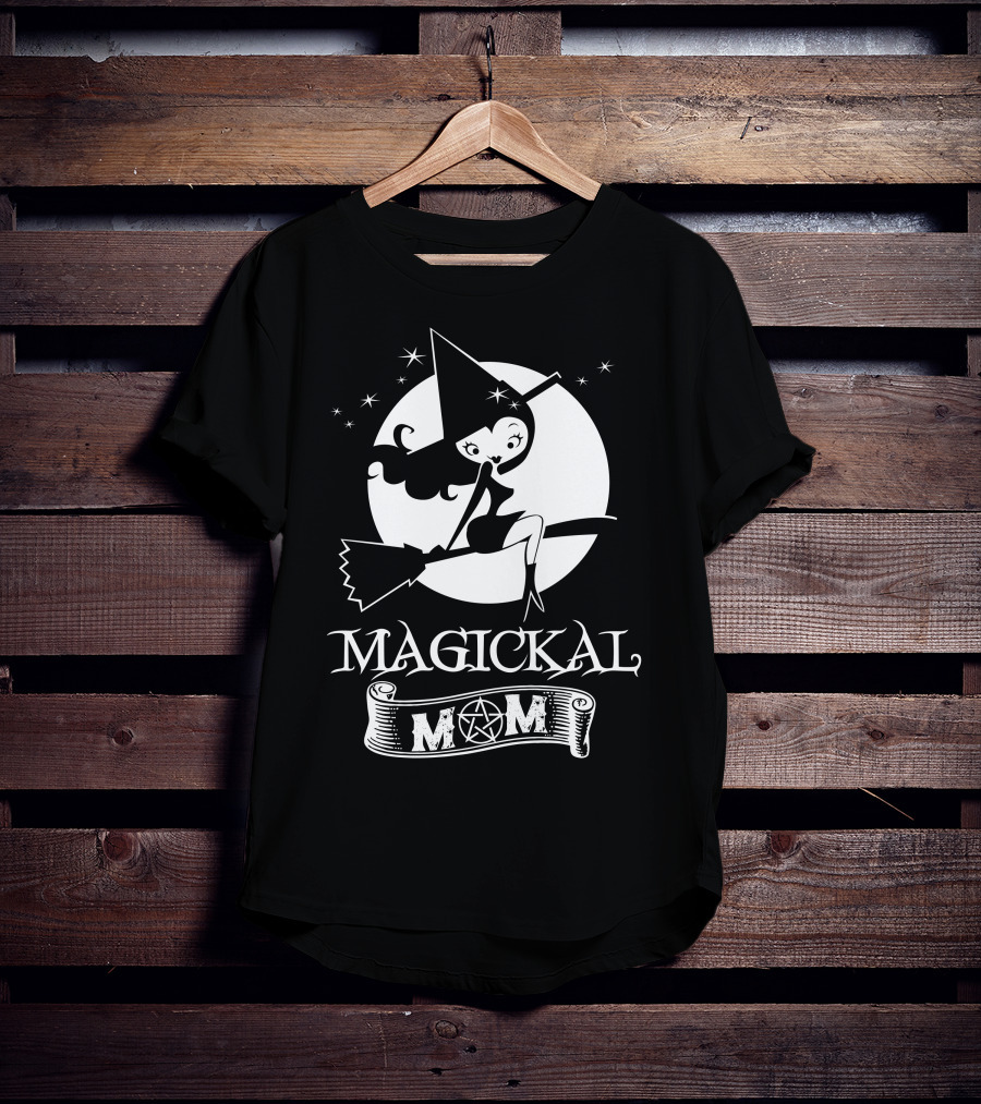 Magickal Mom Pagan Wiccan Witch Broomstick T-Shirt