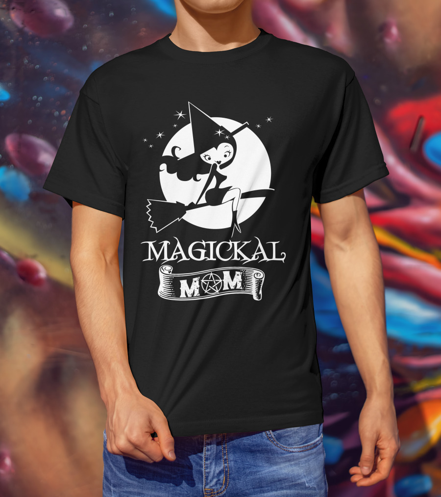 Magickal Mom Pagan Wiccan Witch Broomstick T-Shirt