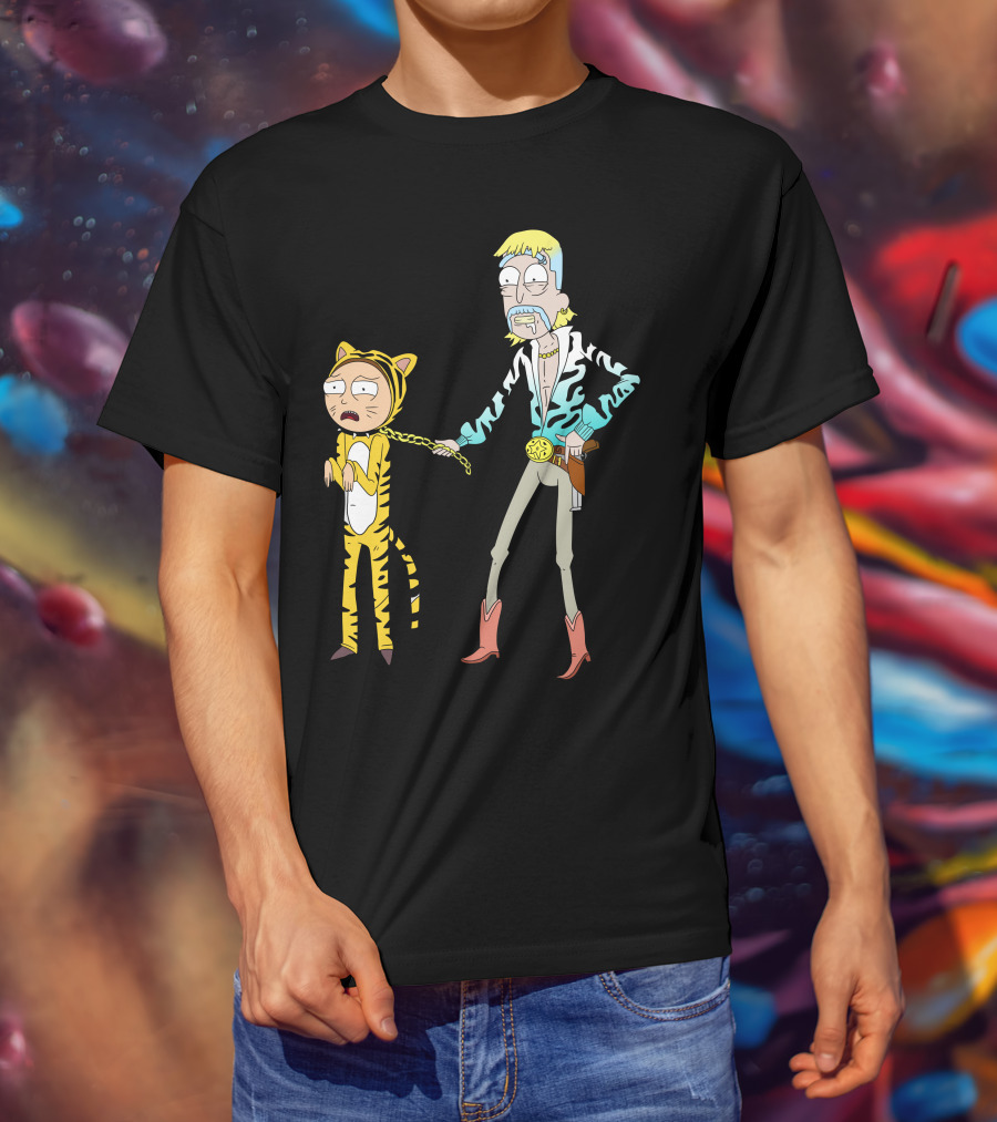 Rick And Morty Joe Exotic Tiger King Parody Character Mashup T-Shirt