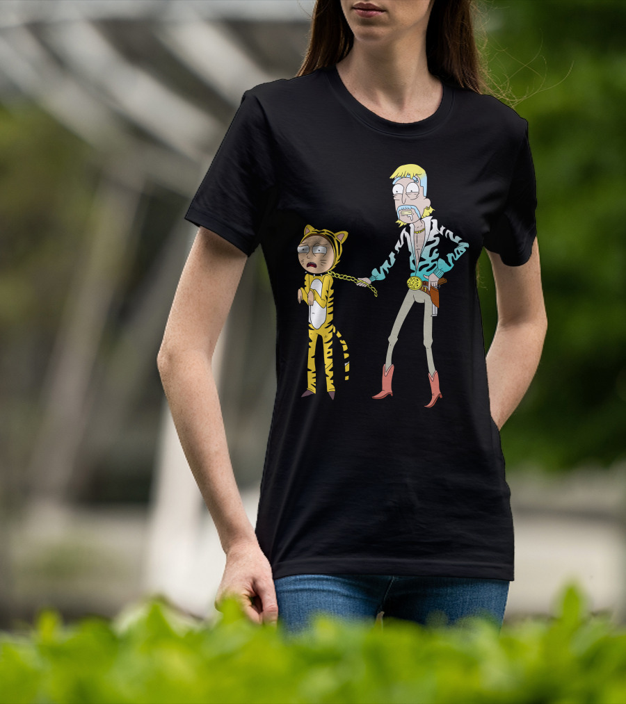 Rick And Morty Joe Exotic Tiger King Parody Character Mashup T-Shirt