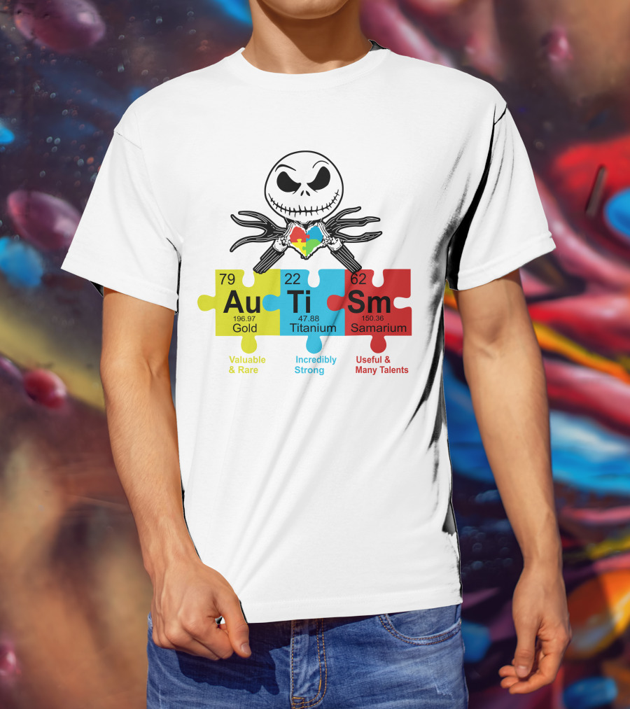 Jack Skellington AuTiSm Puzzle Periodic Table Valuable Rare Incredibly Strong Talents T-Shirt