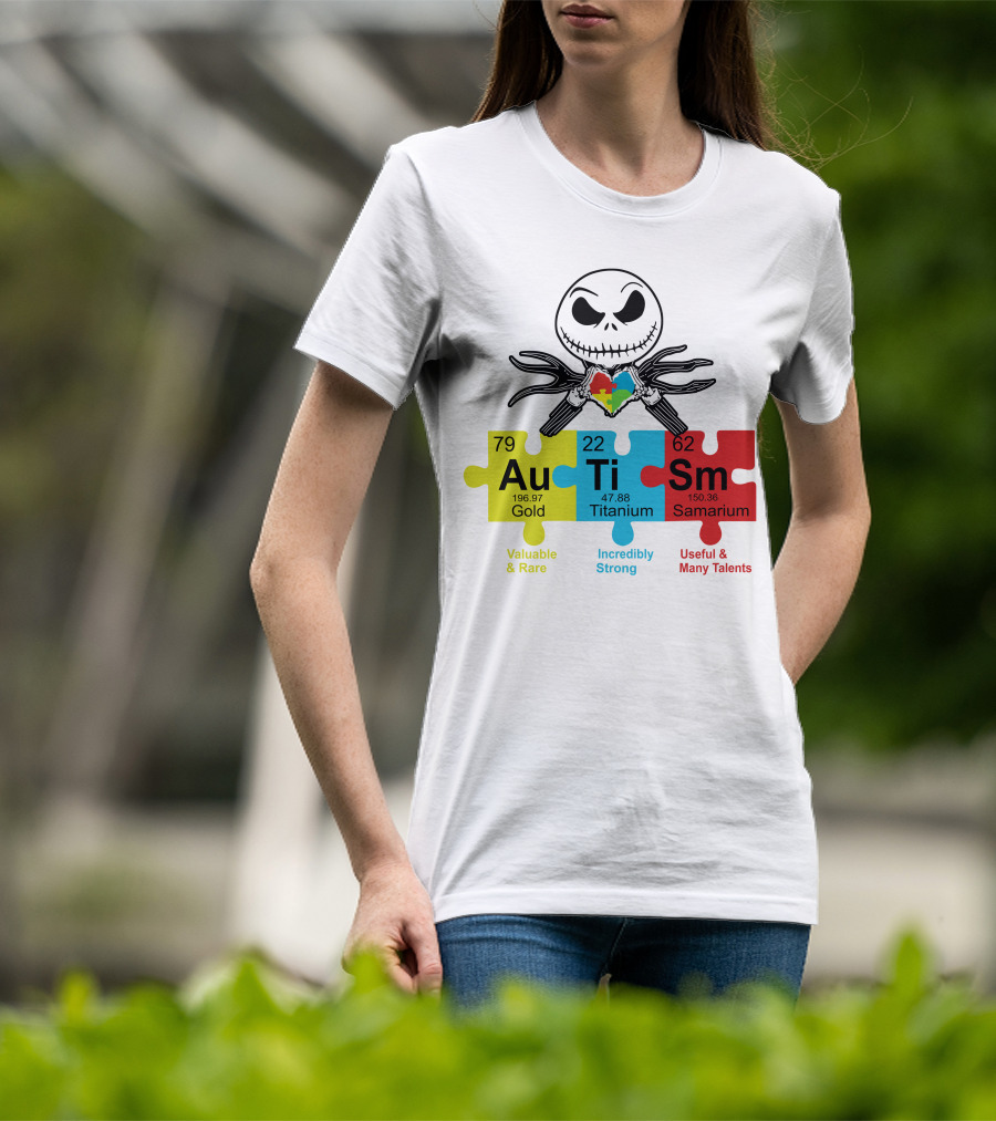 Jack Skellington AuTiSm Puzzle Periodic Table Valuable Rare Incredibly Strong Talents T-Shirt