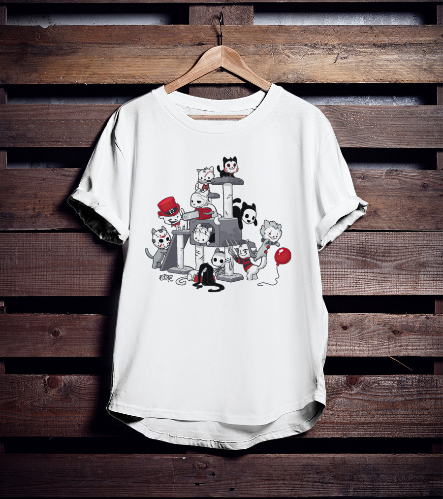Park Cats Inspired By Scariest Horror Movie Characters T-Shirt