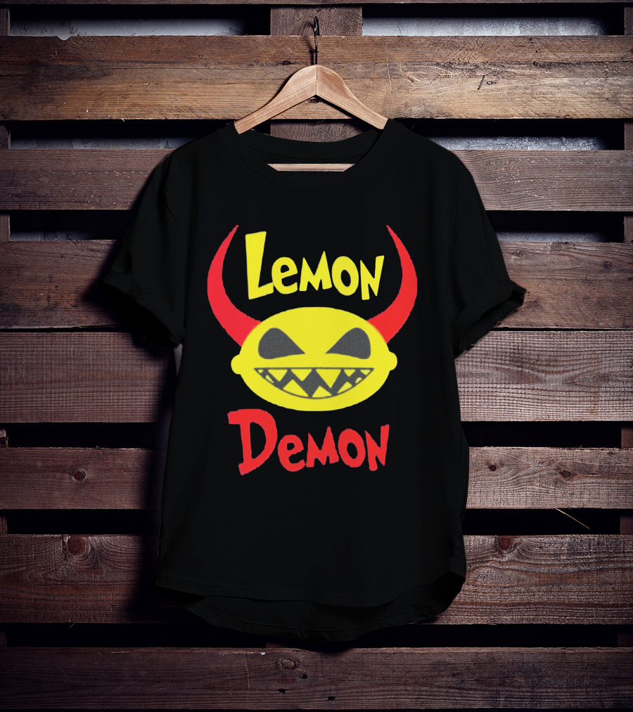 Lemon Demon Smiling Yellow Face With Red Horns T-Shirt