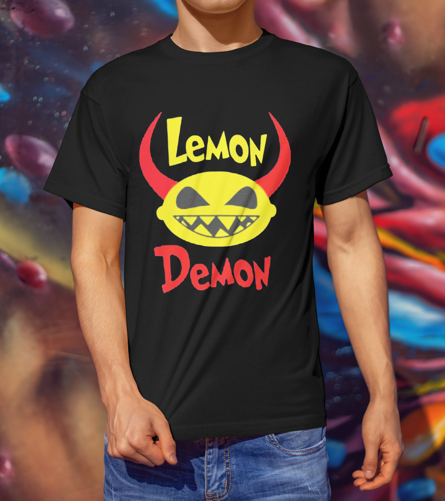 Lemon Demon Smiling Yellow Face With Red Horns T-Shirt