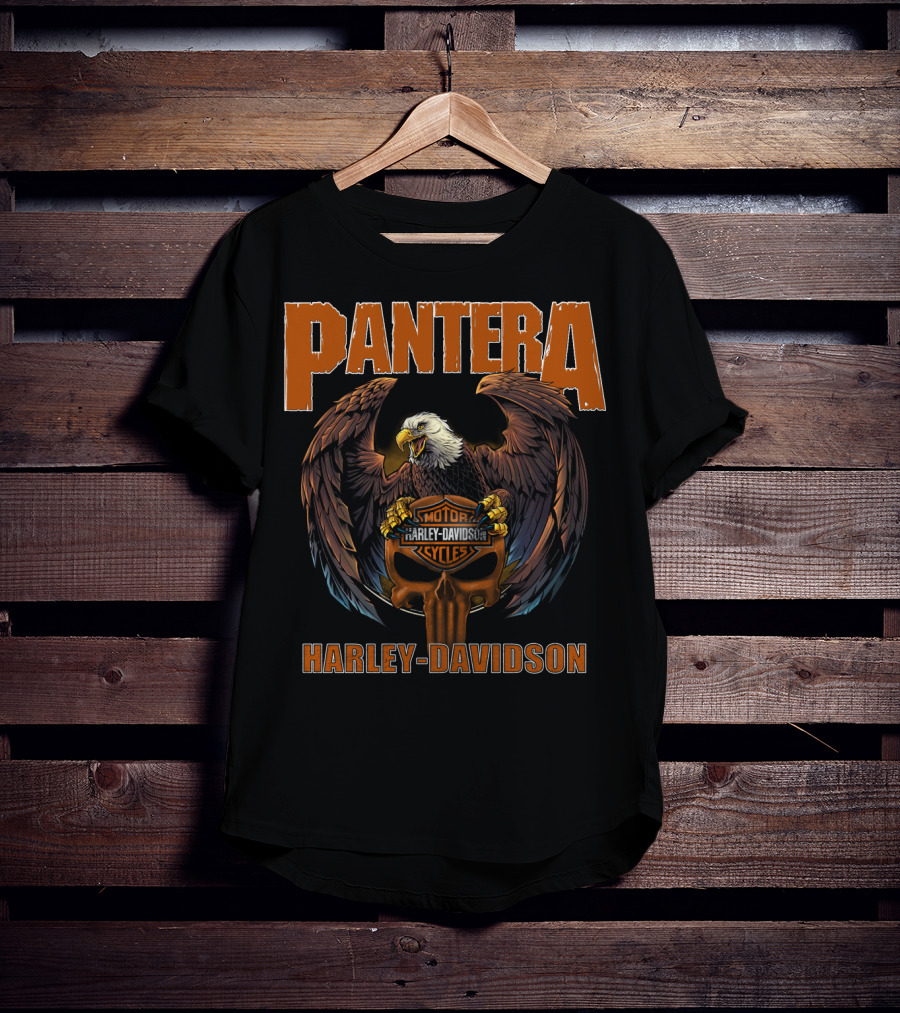 Pantera Eagle With Harley Davidson Motorcycles Iconic Symbol T-Shirt