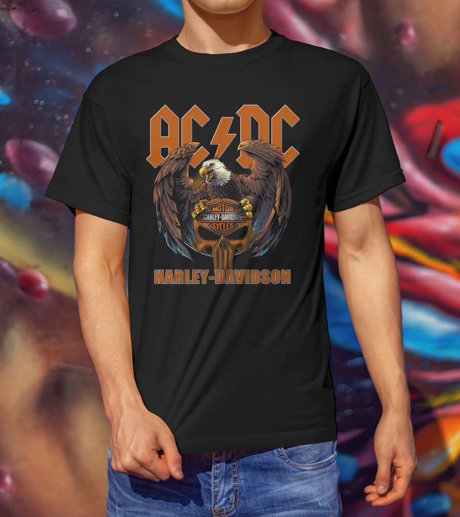Acdc Harley Davidson Motor Cycles Eagle T-Shirt