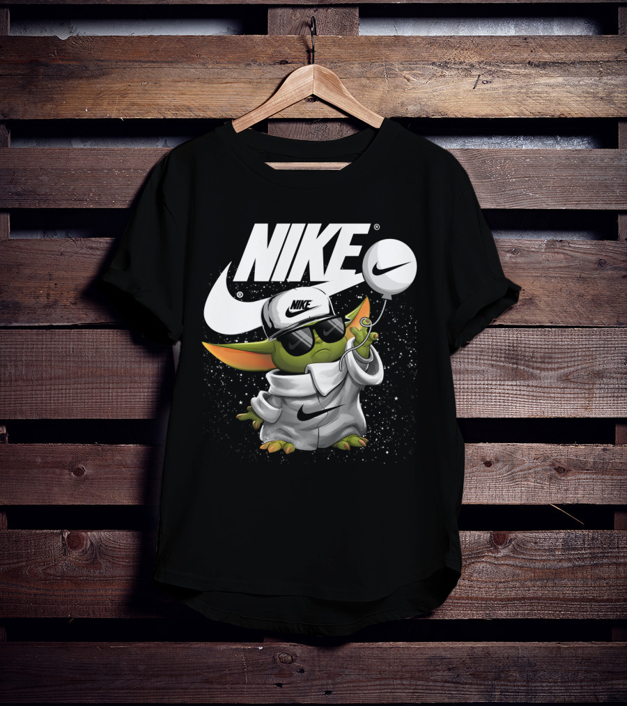 Nike Baby Yoda With Sunglasses And Balloon T-Shirt