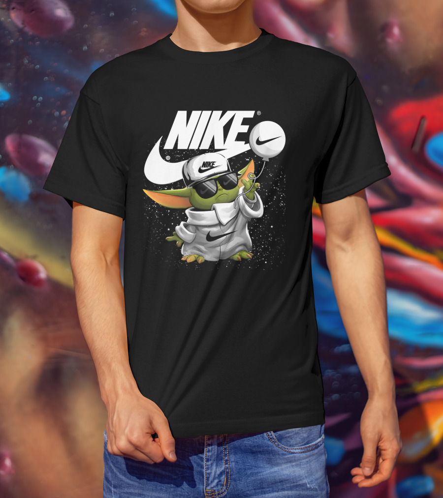 Nike Baby Yoda With Sunglasses And Balloon T-Shirt