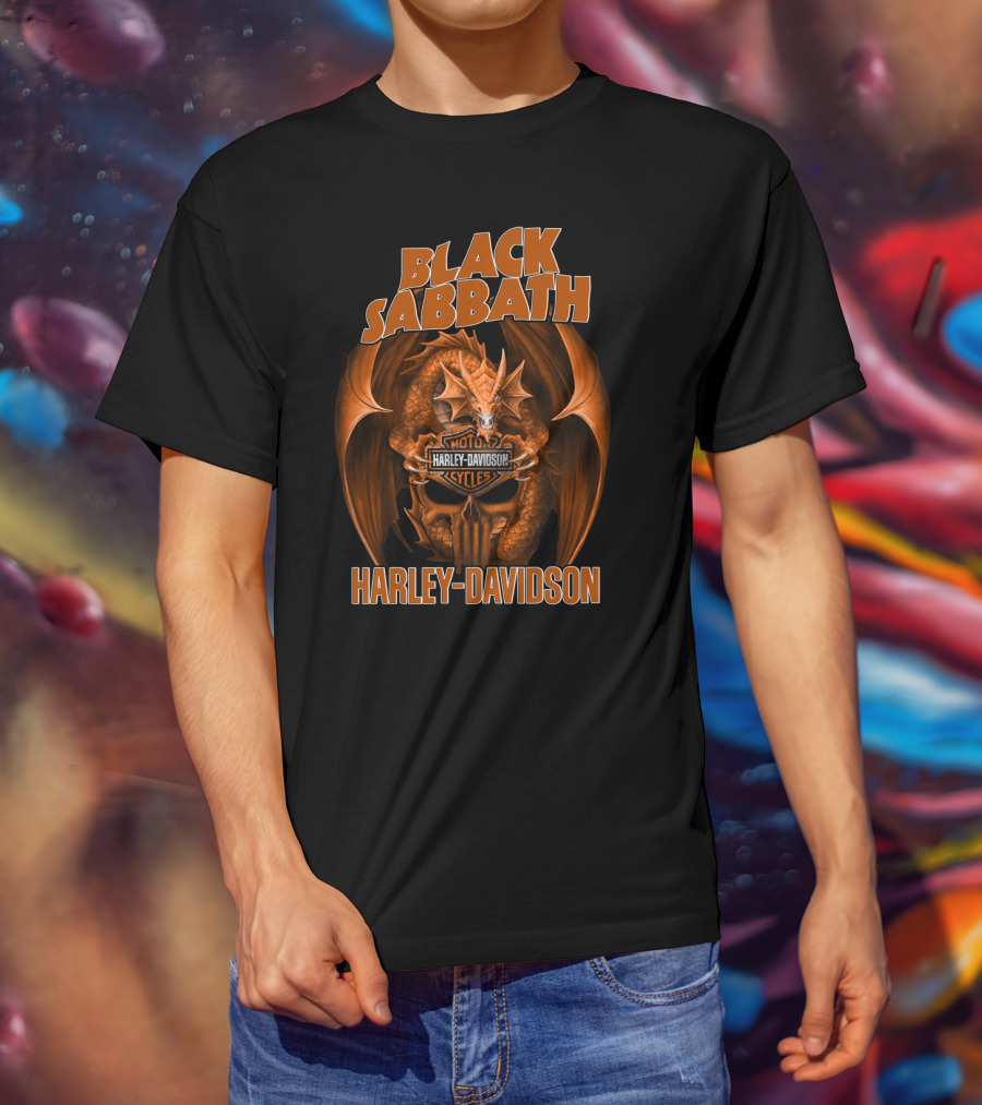 Black Sabbath Harley Davidson Moto Cycles Dragon T-Shirt