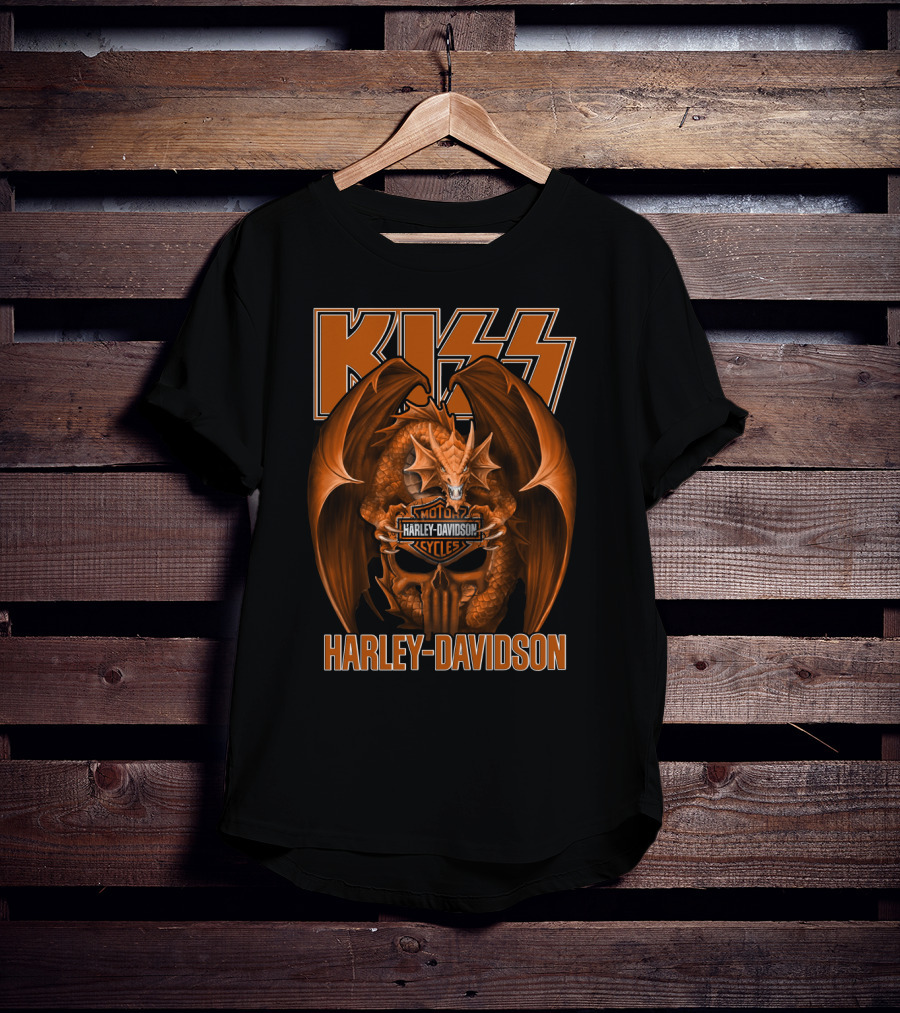 Kiss Harley Davidson Dragon Motocycles Cycles T-Shirt