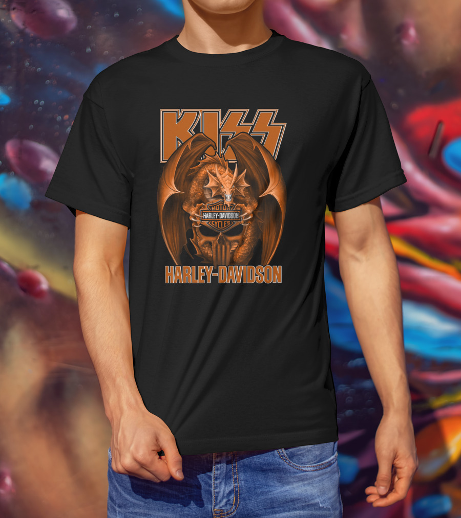 Kiss Harley Davidson Dragon Motocycles Cycles T-Shirt