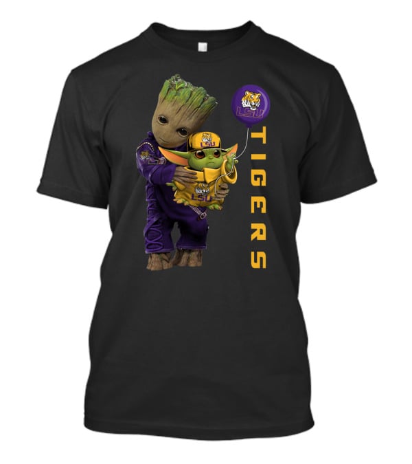 Groot And Baby Yoda Lsu Tigers Fan Gear T-Shirt