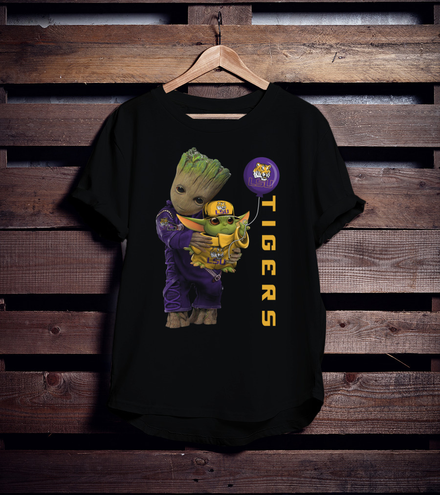 Groot And Baby Yoda Lsu Tigers Fan Gear T-Shirt