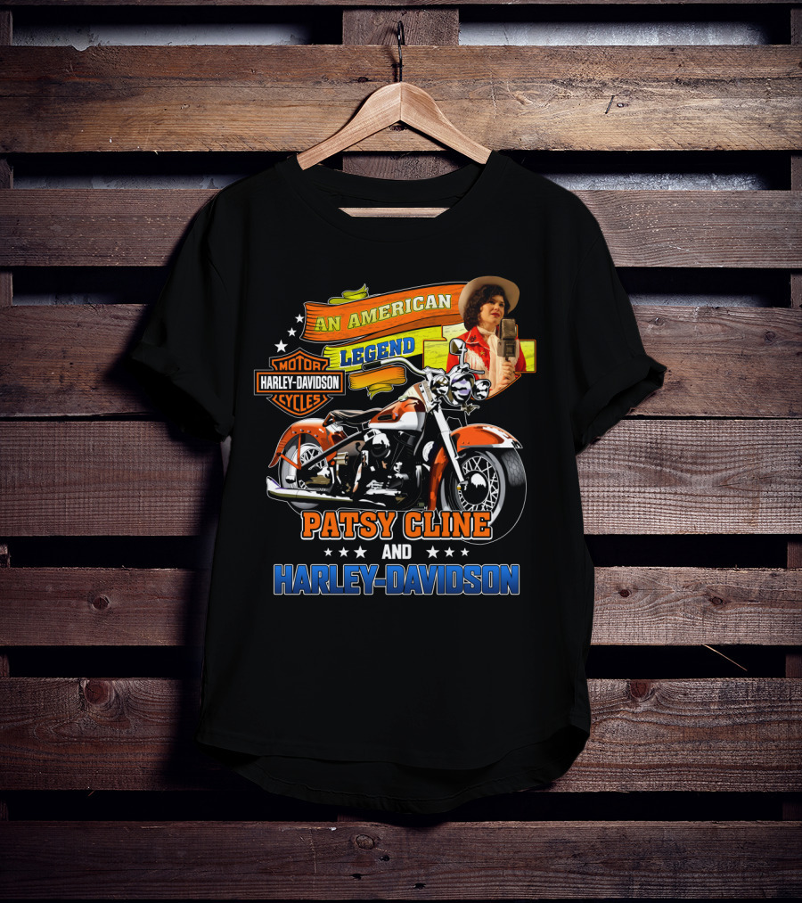 An American Legend Patsy Cline And Harley Davidson Motor Cycles T-Shirt