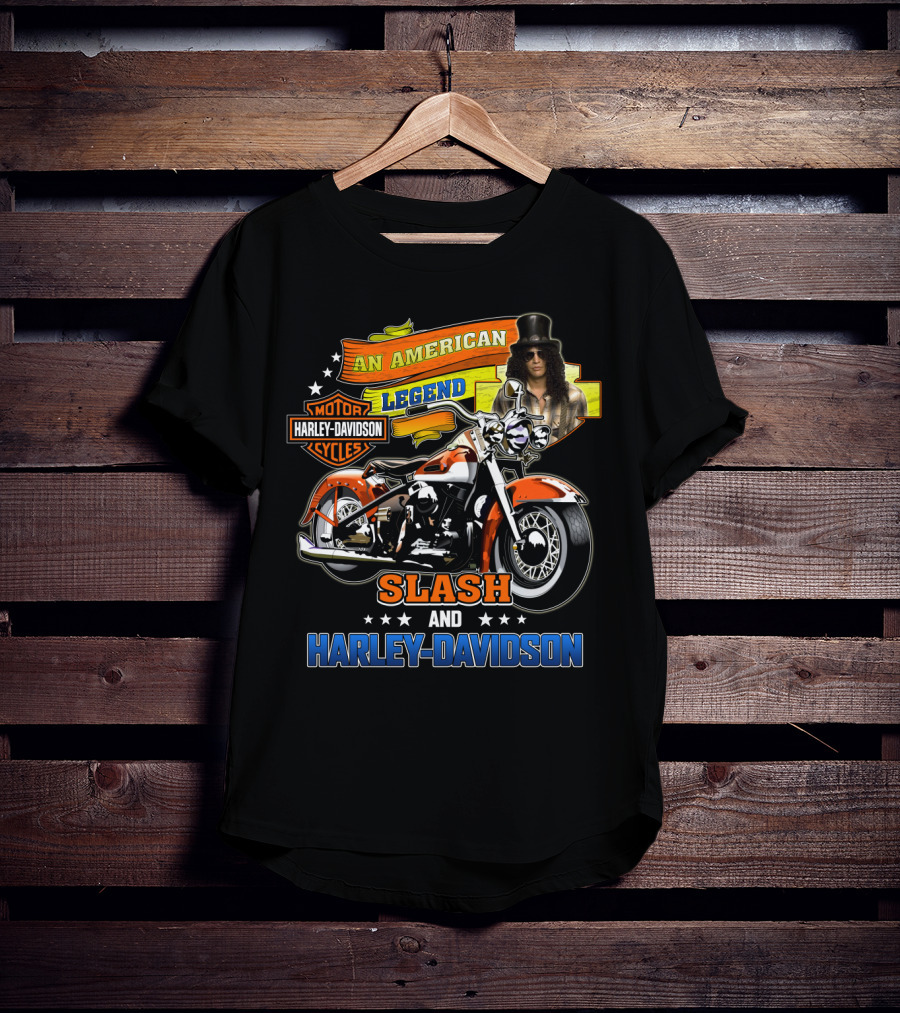 An American Legend Slash And Harley Davidson Motor Cycles T-Shirt