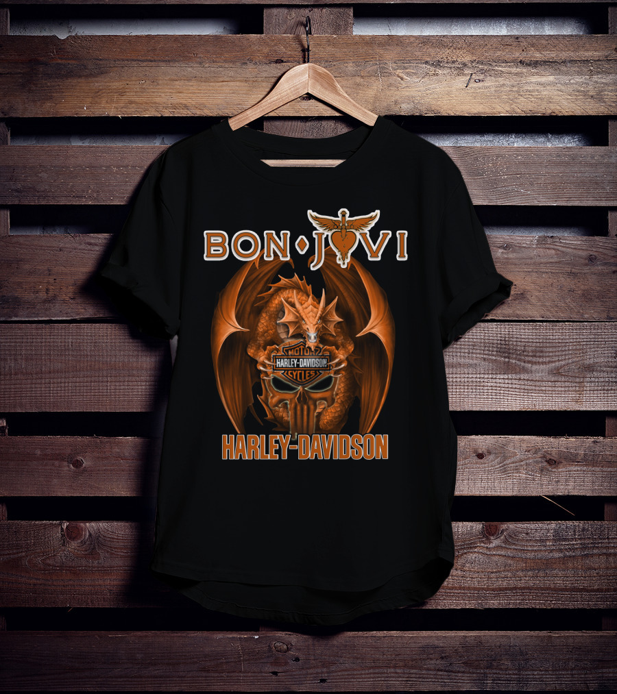 Bon Jovi Harley Davidson Motorcycles Dragon T-Shirt
