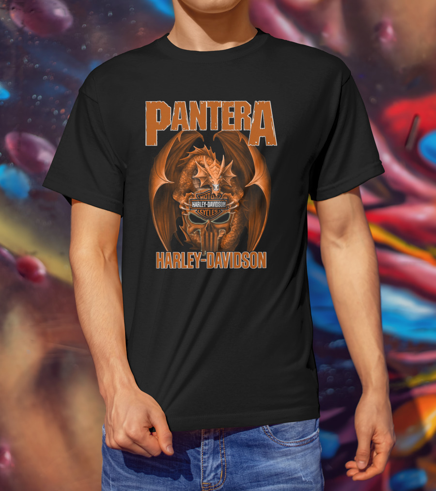 Pantera Harley Davidson Motorcycle Cycles Dragon T-Shirt