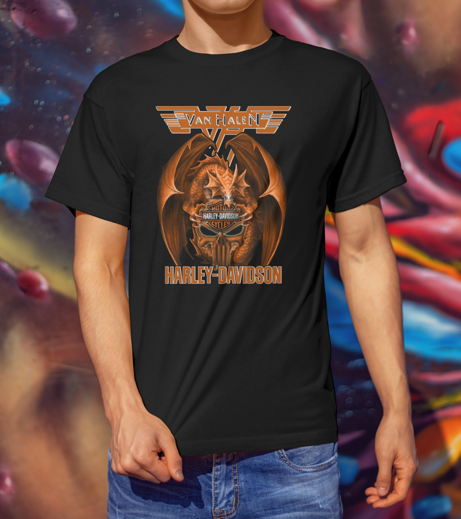 Van Halen Harley Davidson Dragon Motocycle Cycles T-Shirt