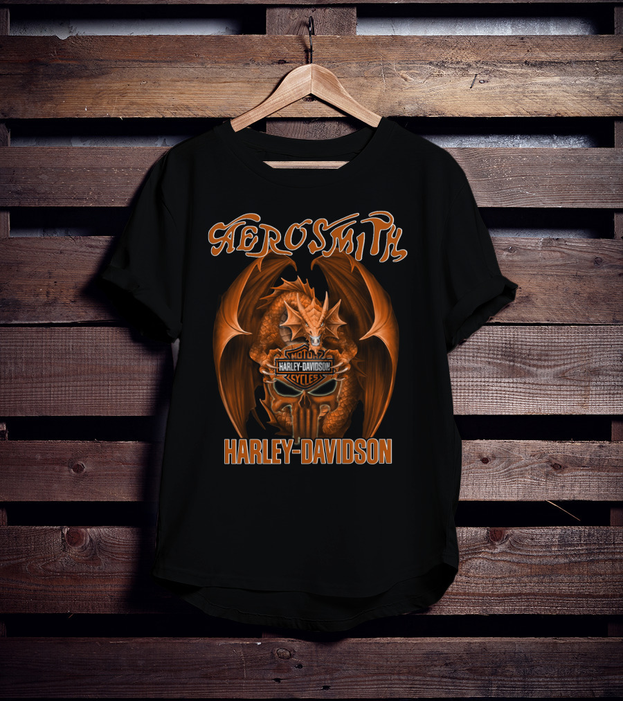 Aerosmith Harley Davidson Dragon Motocycles T-Shirt