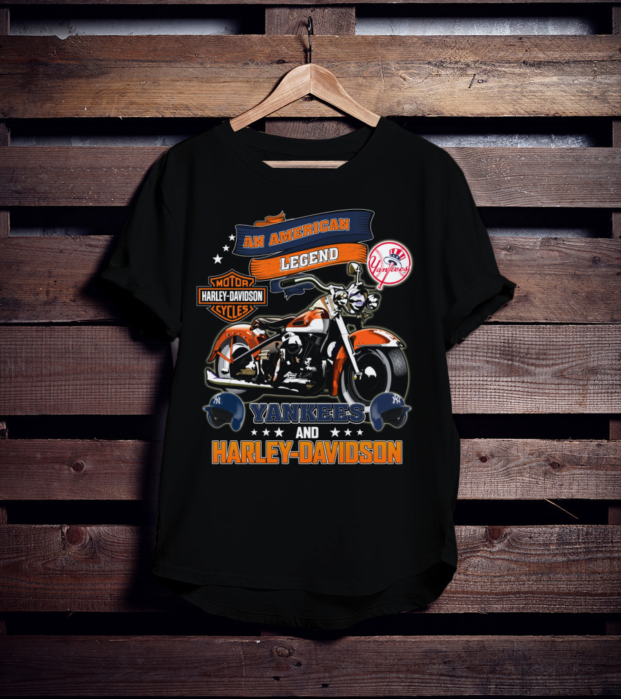 An American Legend Yankees And Harley Davidson T-Shirt