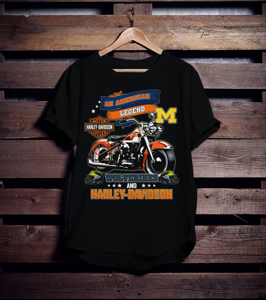 Michigan Wolverines An American Legend Harley Davidson Motorcycles T-Shirt
