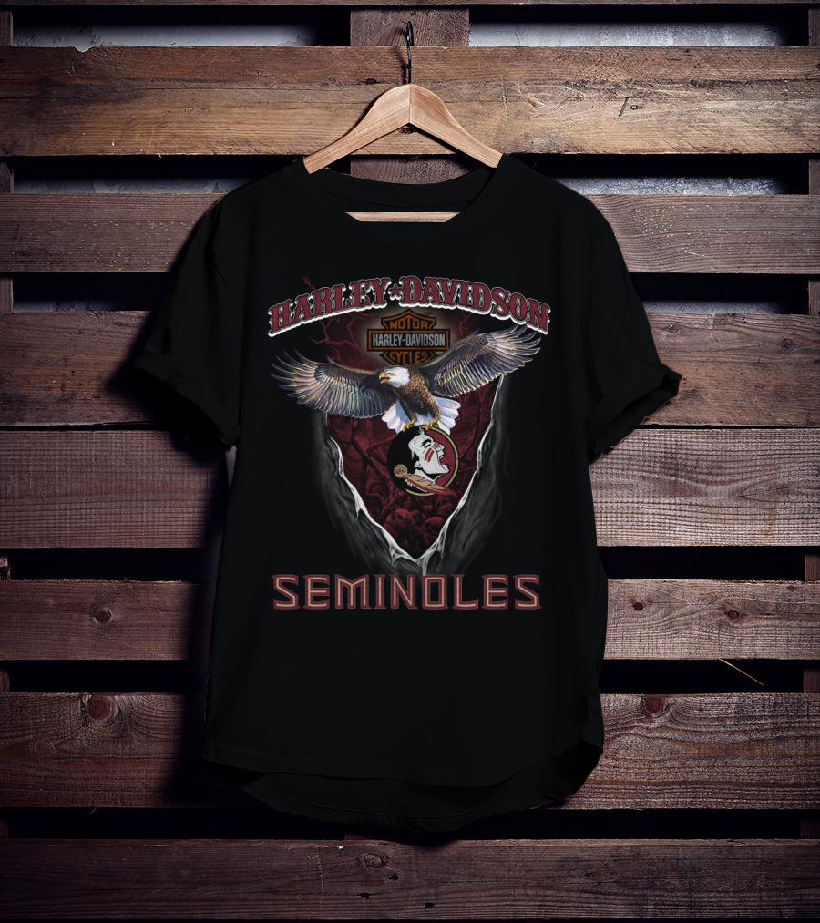Harley Davidson Motor Cycles Eagle Florida State Seminoles T-Shirt