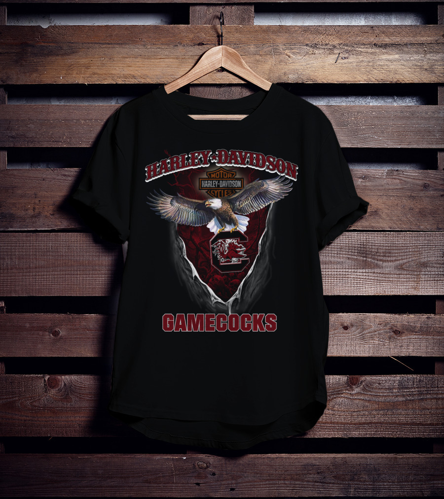 Harley Davidson Motor Cycle Gamecocks T-Shirt