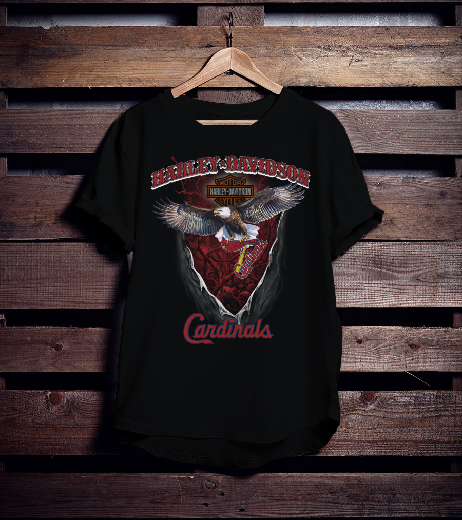 Harley Davidson St Louis Cardinals Motor Cycle Eagle T-Shirt