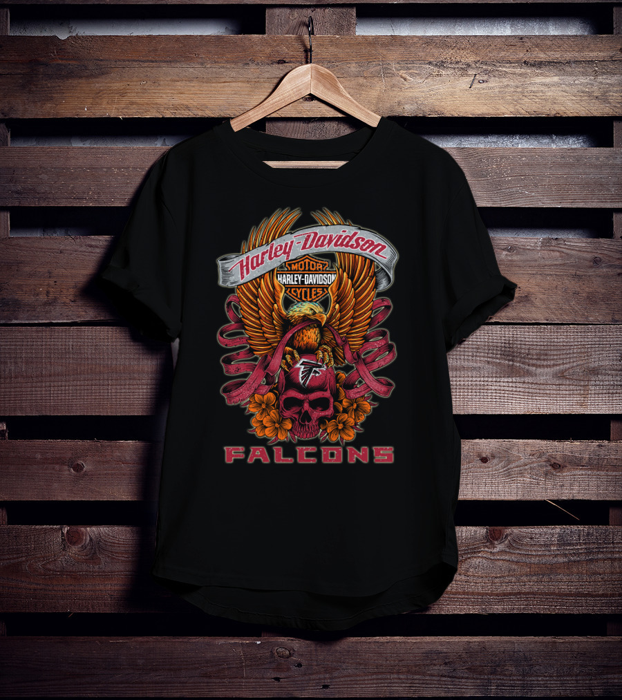 Harley Davidson Atlanta Falcons Eagle Skull T-Shirt